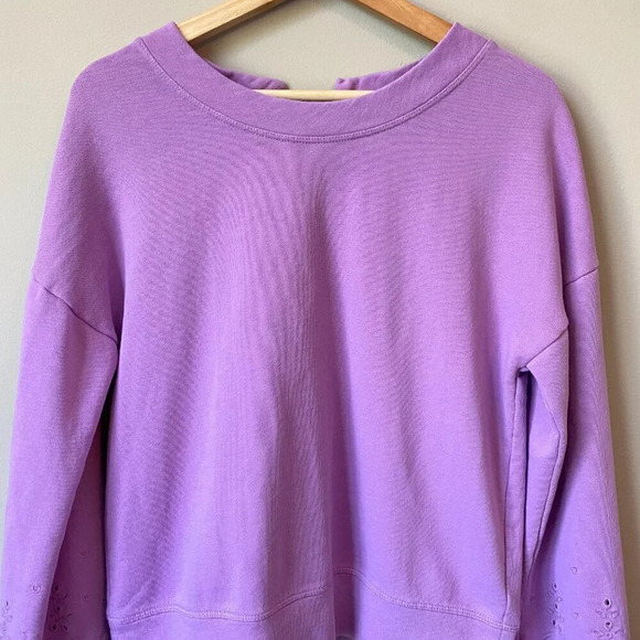 Halogen Women's Size Small Eyelet Purple Crewneck Pullover Sweatshirt Romantic - Picture 6 of 16